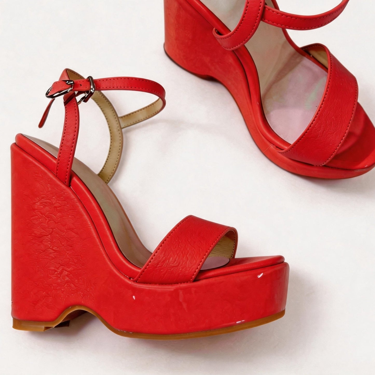 Handmade 5”-6” Patent Leather Wedge Platform Sandals for Women