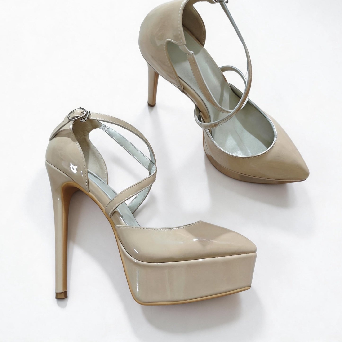 Handmade 5”-6” Crisscross Strap Closed-Back Heels for Women