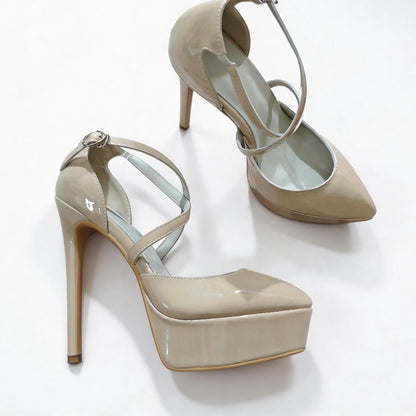 Handmade 5”-6” Crisscross Strap Closed-Back Heels for Women