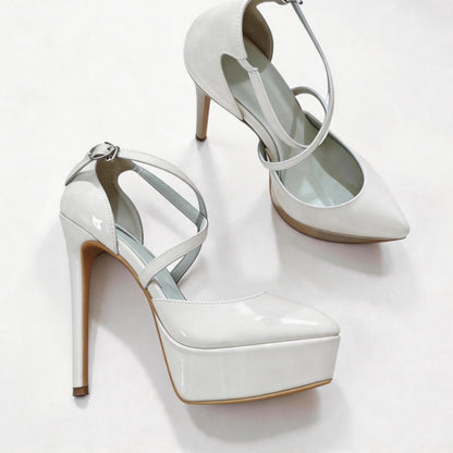 Handmade 5”-6” Crisscross Strap Closed-Back Heels for Women