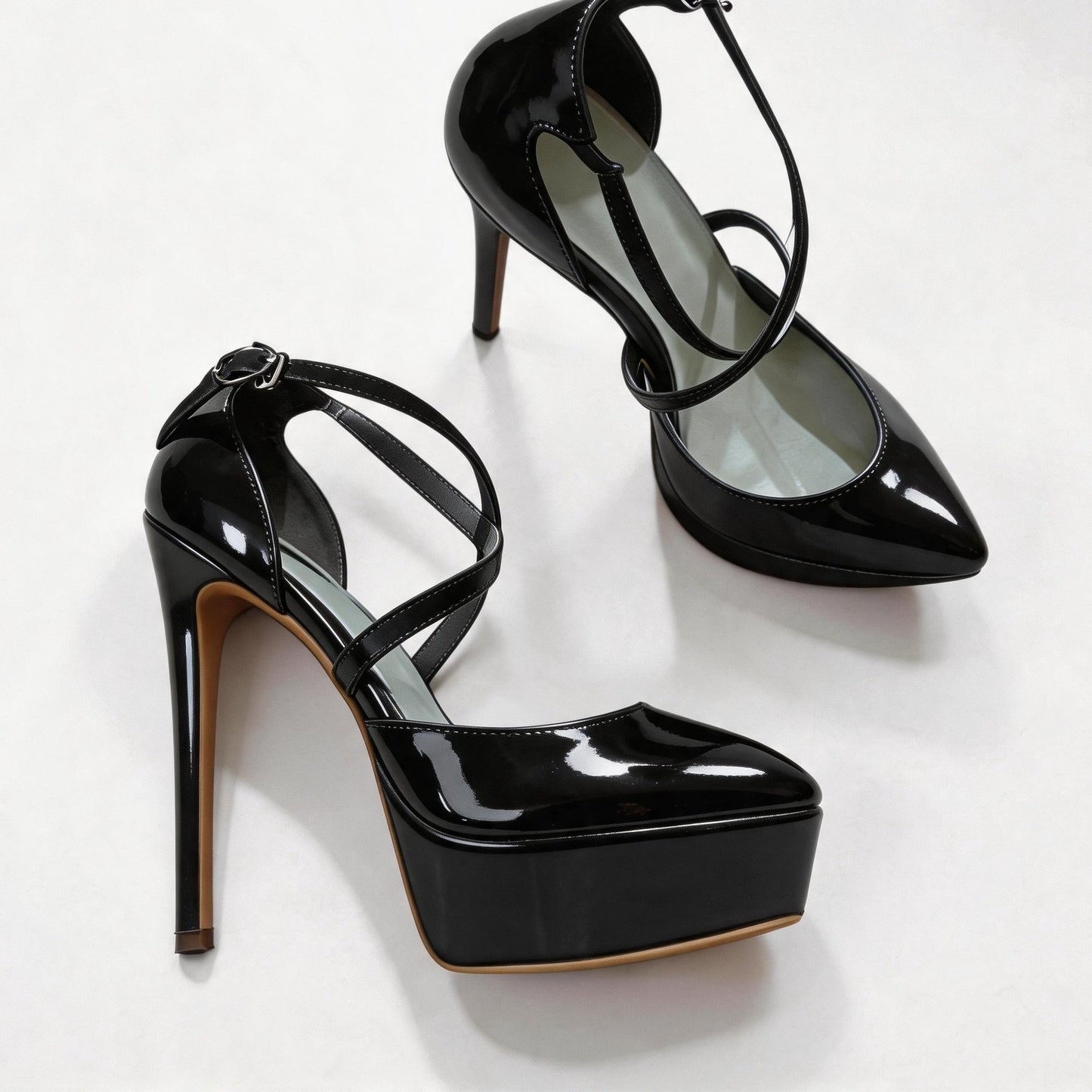 Handmade 5”-6” Crisscross Strap Closed-Back Heels for Women