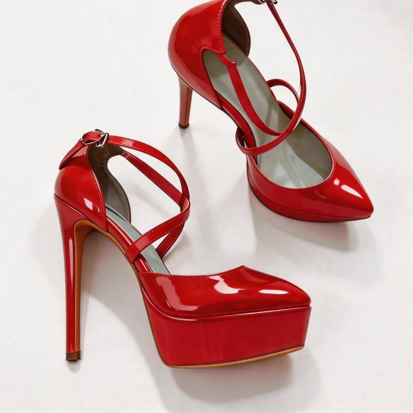 Handmade 5”-6” Crisscross Strap Closed-Back Heels for Women
