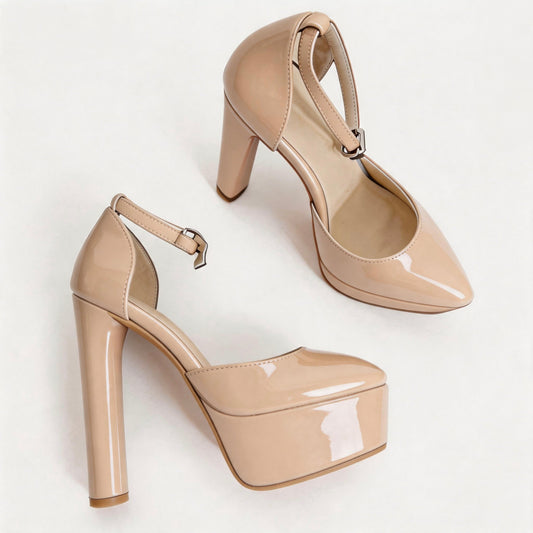 Handmade 5”-6” Ankle Strap Closed-Back Heels for Women