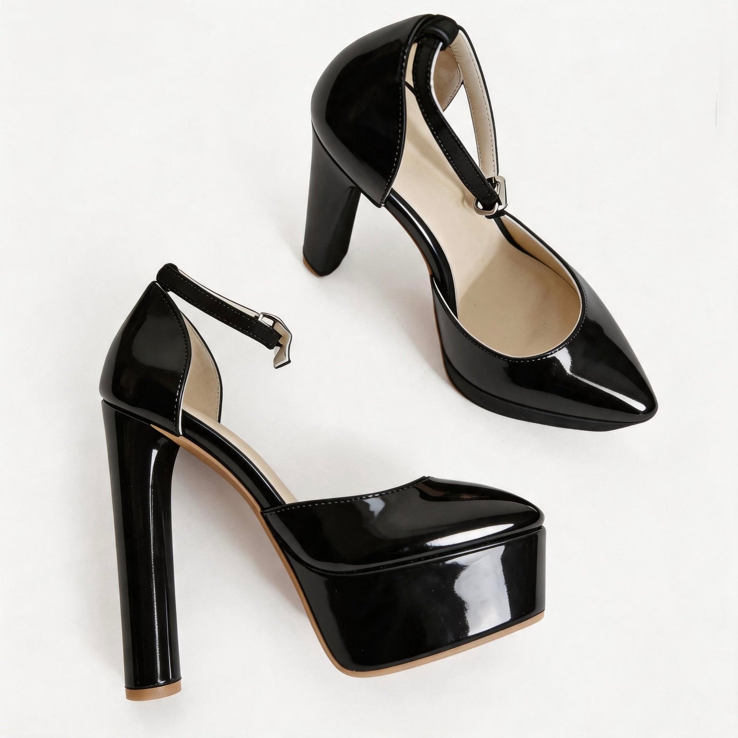 Handmade 5”-6” Ankle Strap Closed-Back Heels for Women