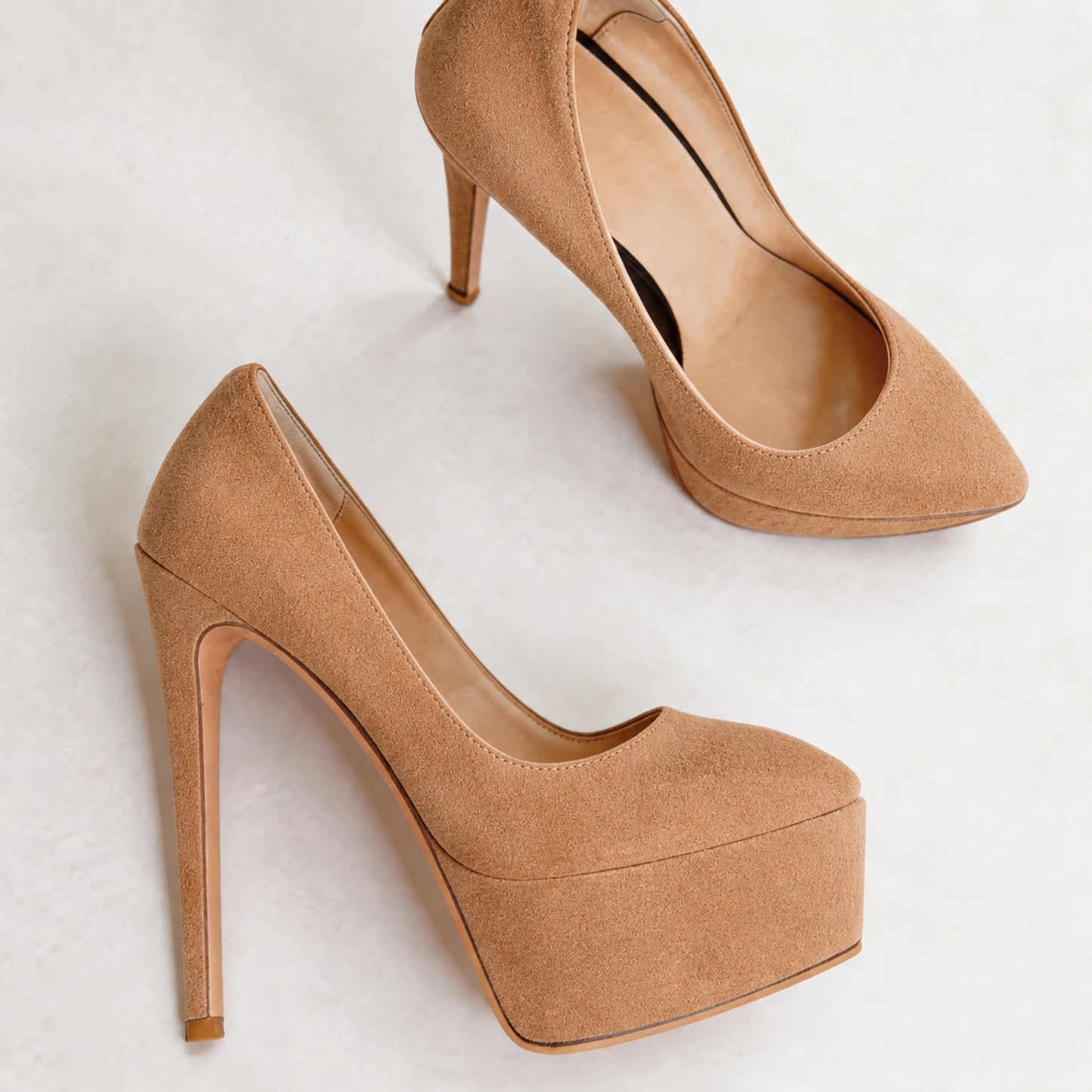 Handmade 5”-6” Suede Platform Stiletto Pumps Heels for Women