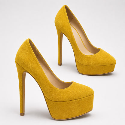 Handmade 5”-6” Suede Platform Stiletto Pumps Heels for Women
