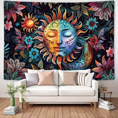 Sun And Moon Wall Tapestry