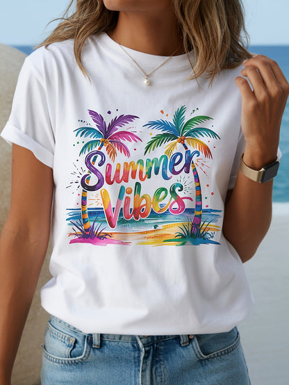 Women’s “Summer Vibes” Tropical Palm Tree T-Shirt